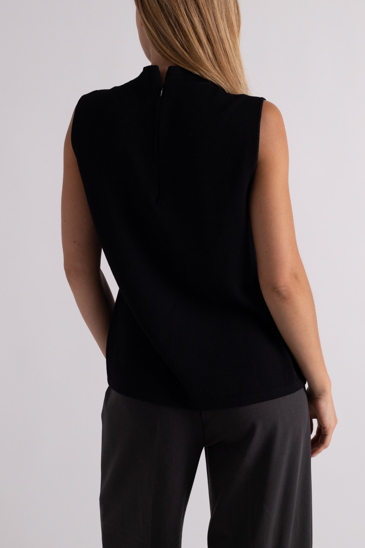 Vintage Black Mock Neck Knit Top