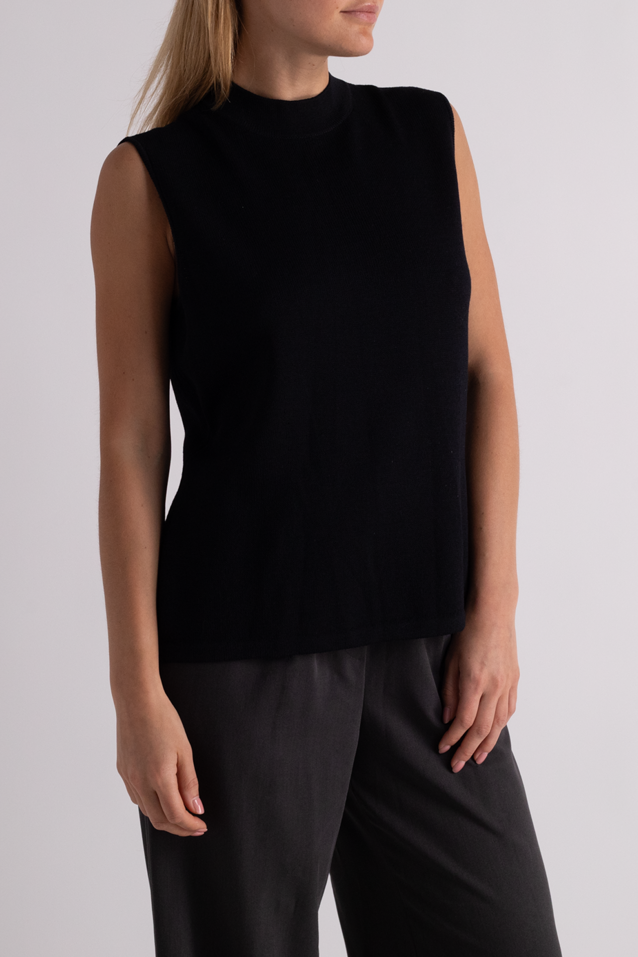 Vintage Black Mock Neck Knit Top