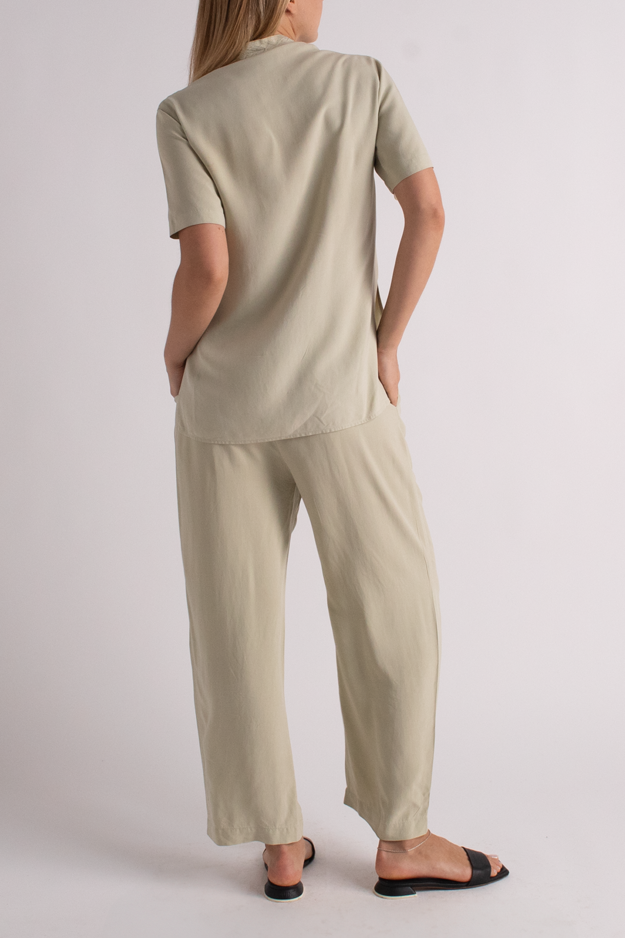 Vintage Silk House Two Piece Green Silk Pant Set