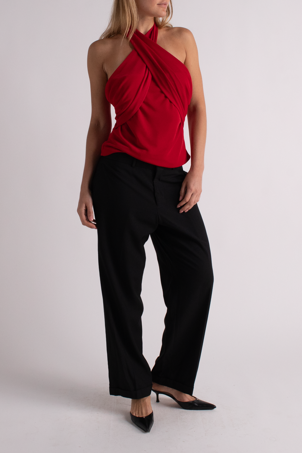 Vintage Red Halter Blouse