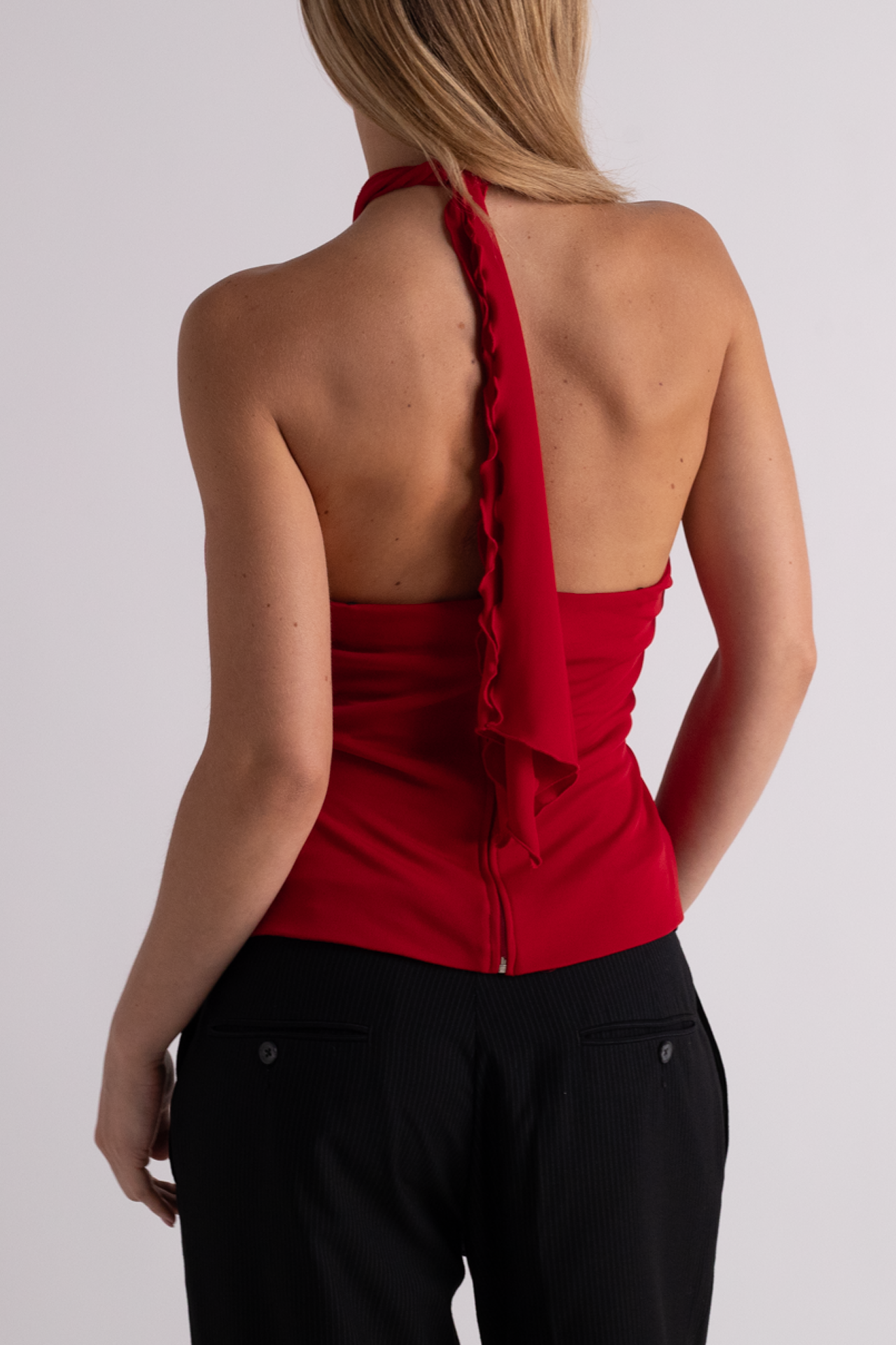 Vintage Red Halter Blouse