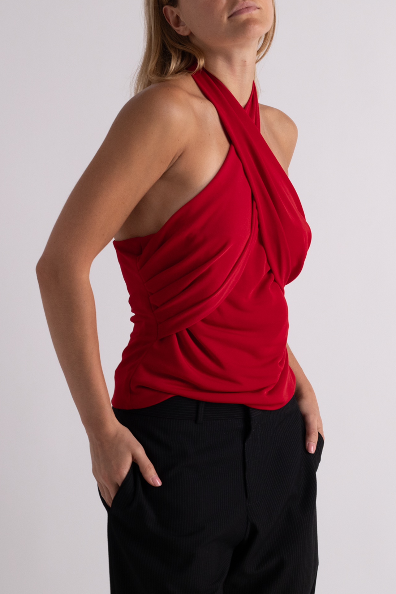 Vintage Red Halter Blouse