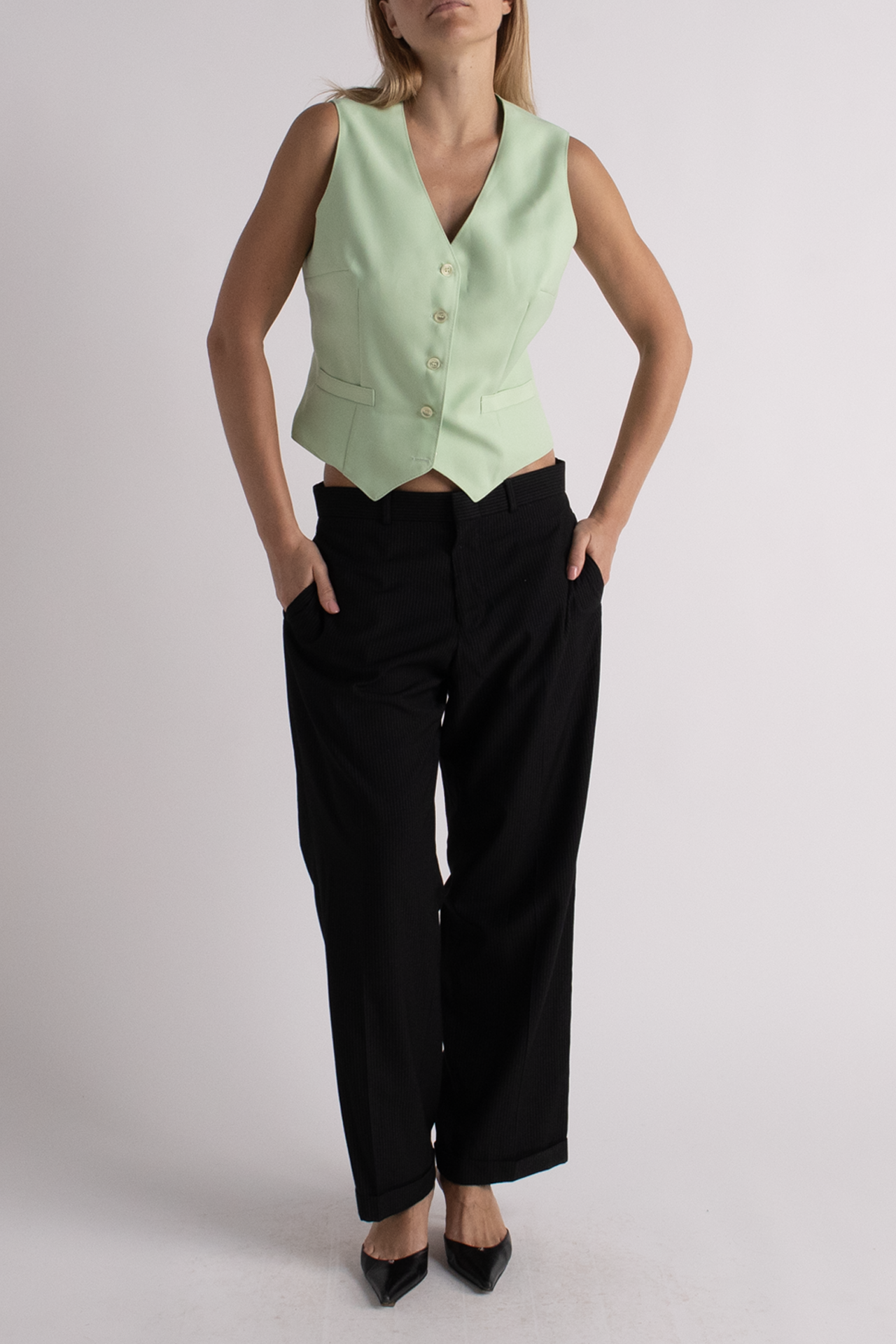 Mint Green Button Down Vest