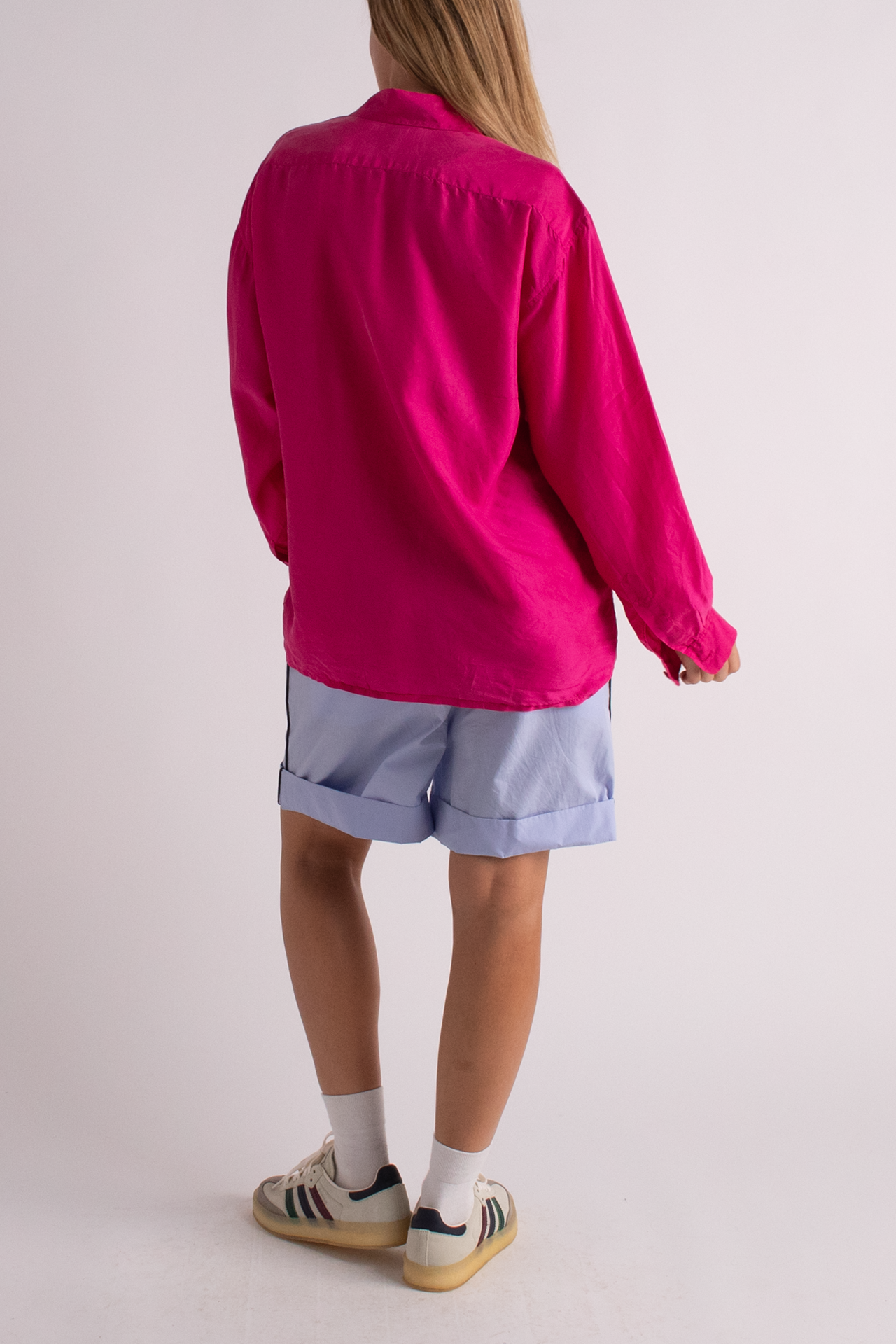 Vintage Pink Silk Button Down Blouse