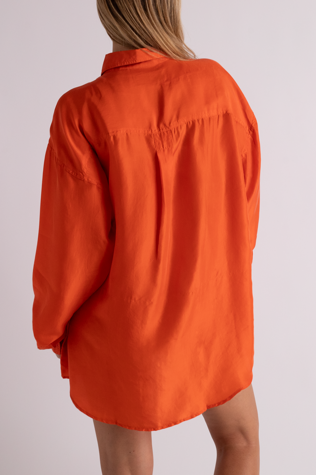 Vintage Orange Silk Button Down Blouse