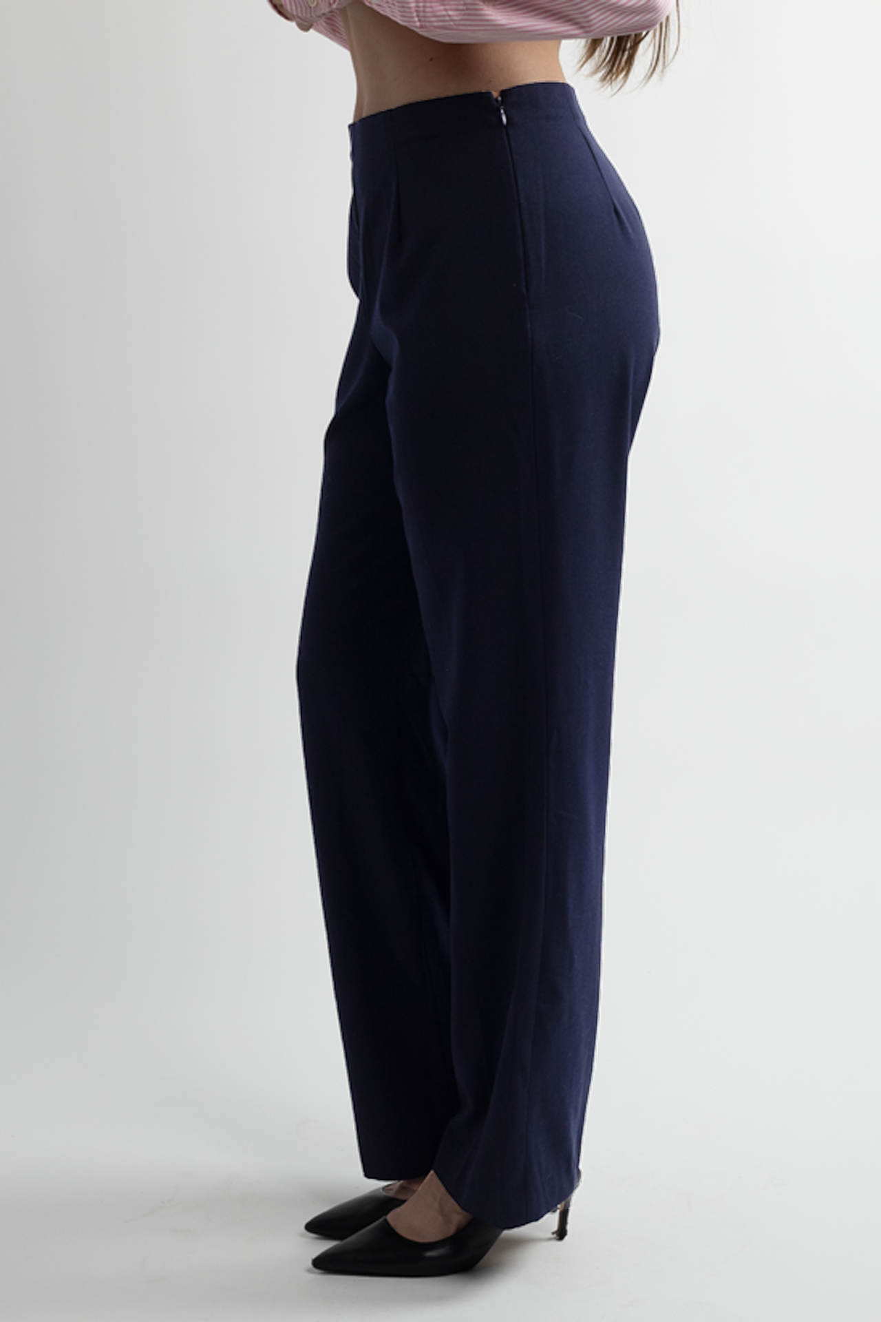 Navy Blue Straight Leg Trousers