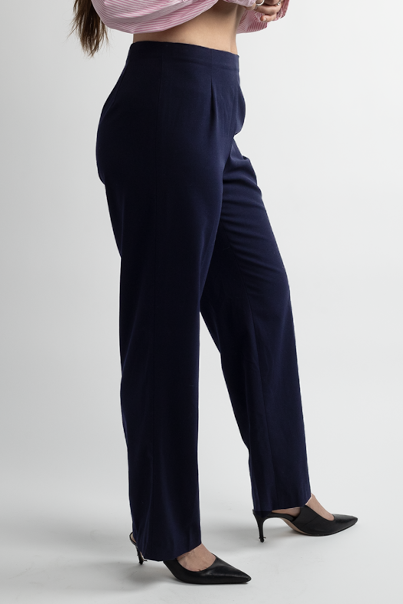 Navy Blue Straight Leg Trousers