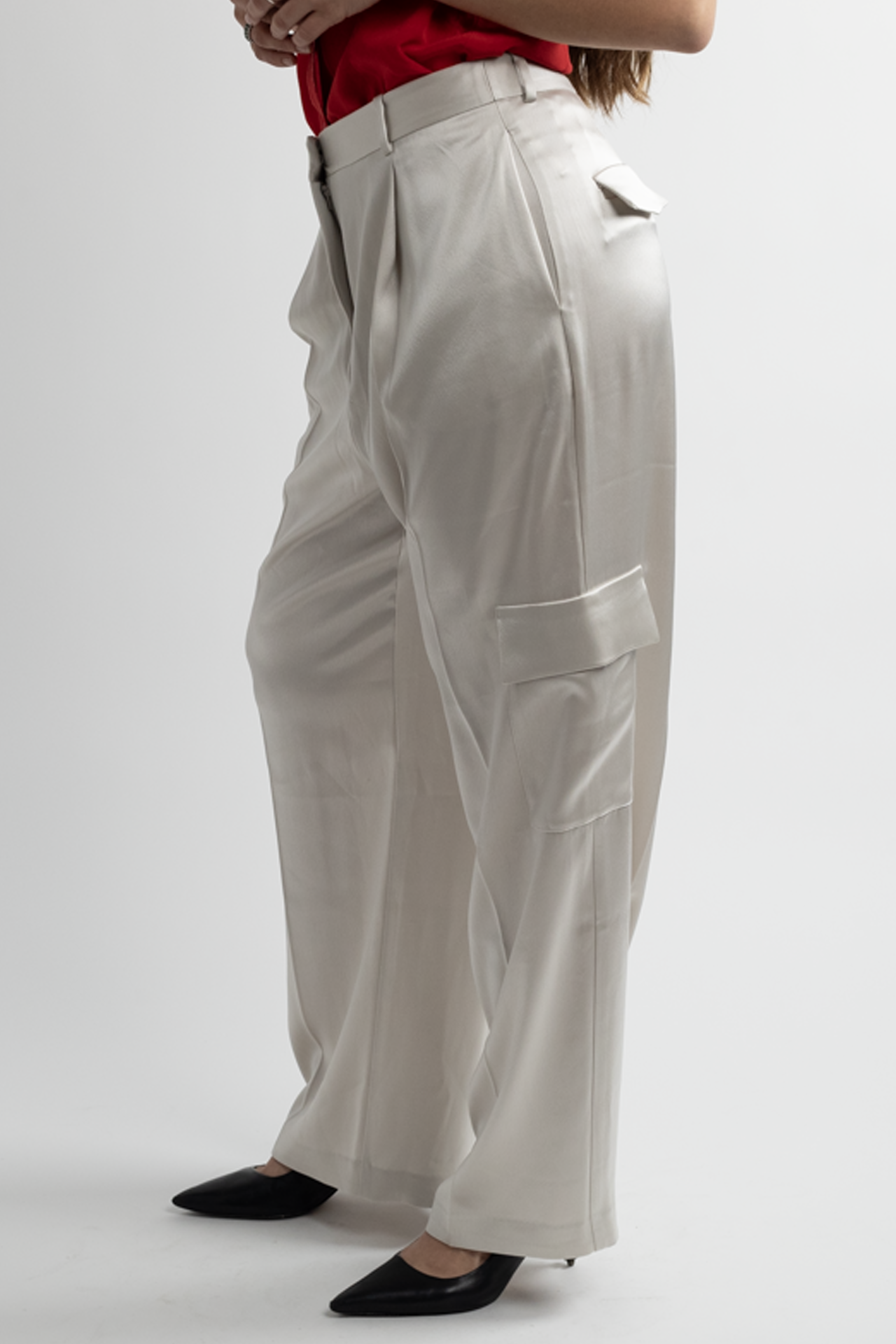 Silver Trouser Pants with Pockets