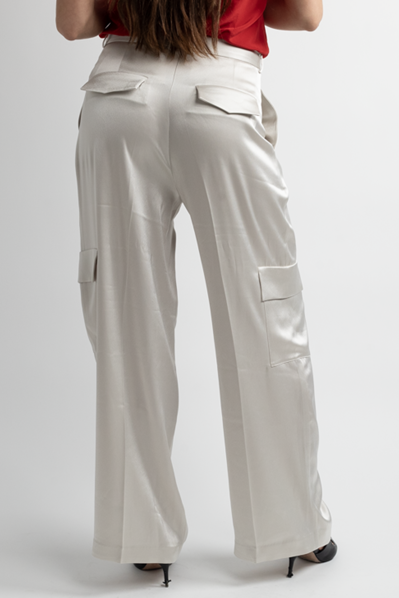 Silver Trouser Pants with Pockets