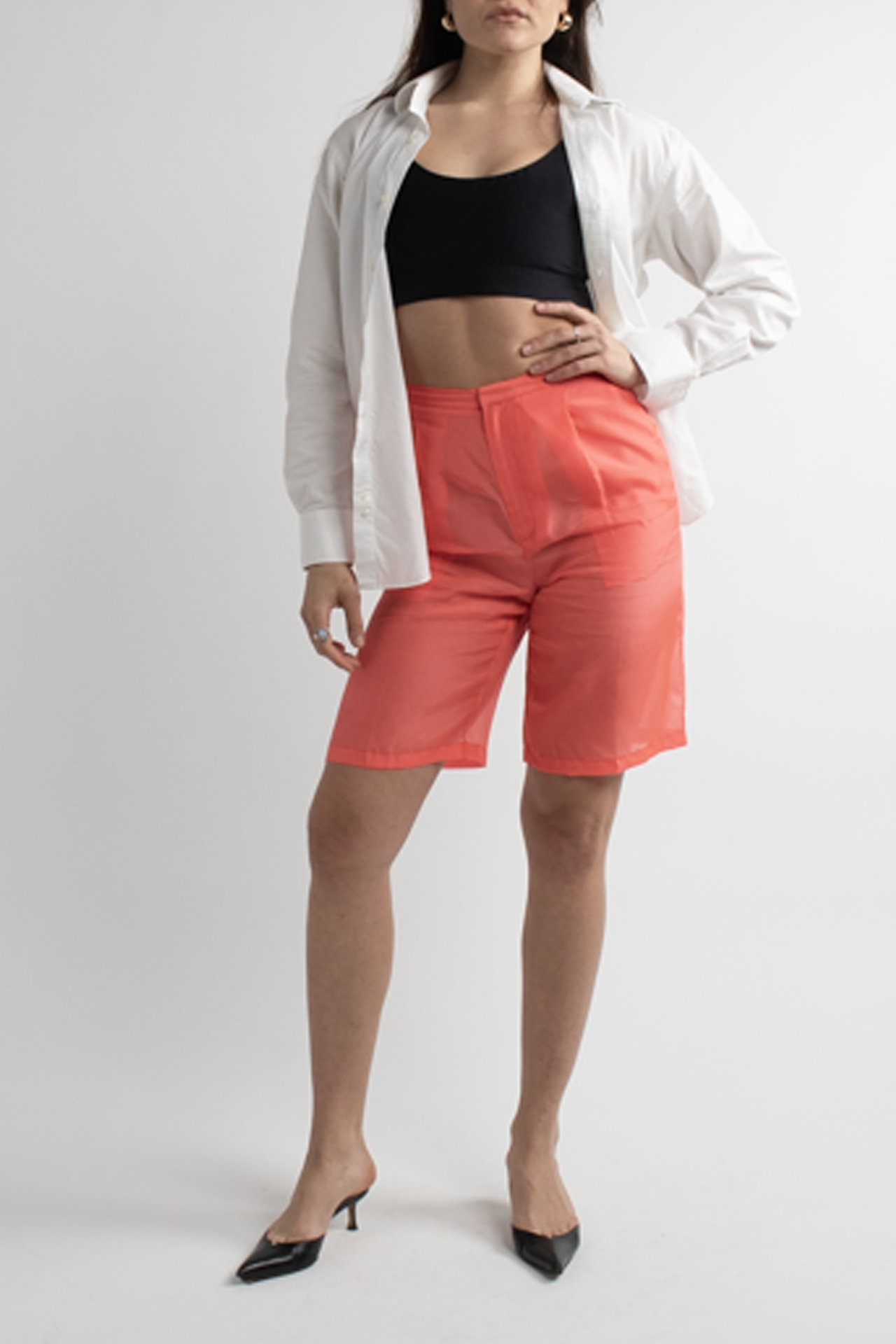 Sally LaPointe Neon High Waisted Long Shorts