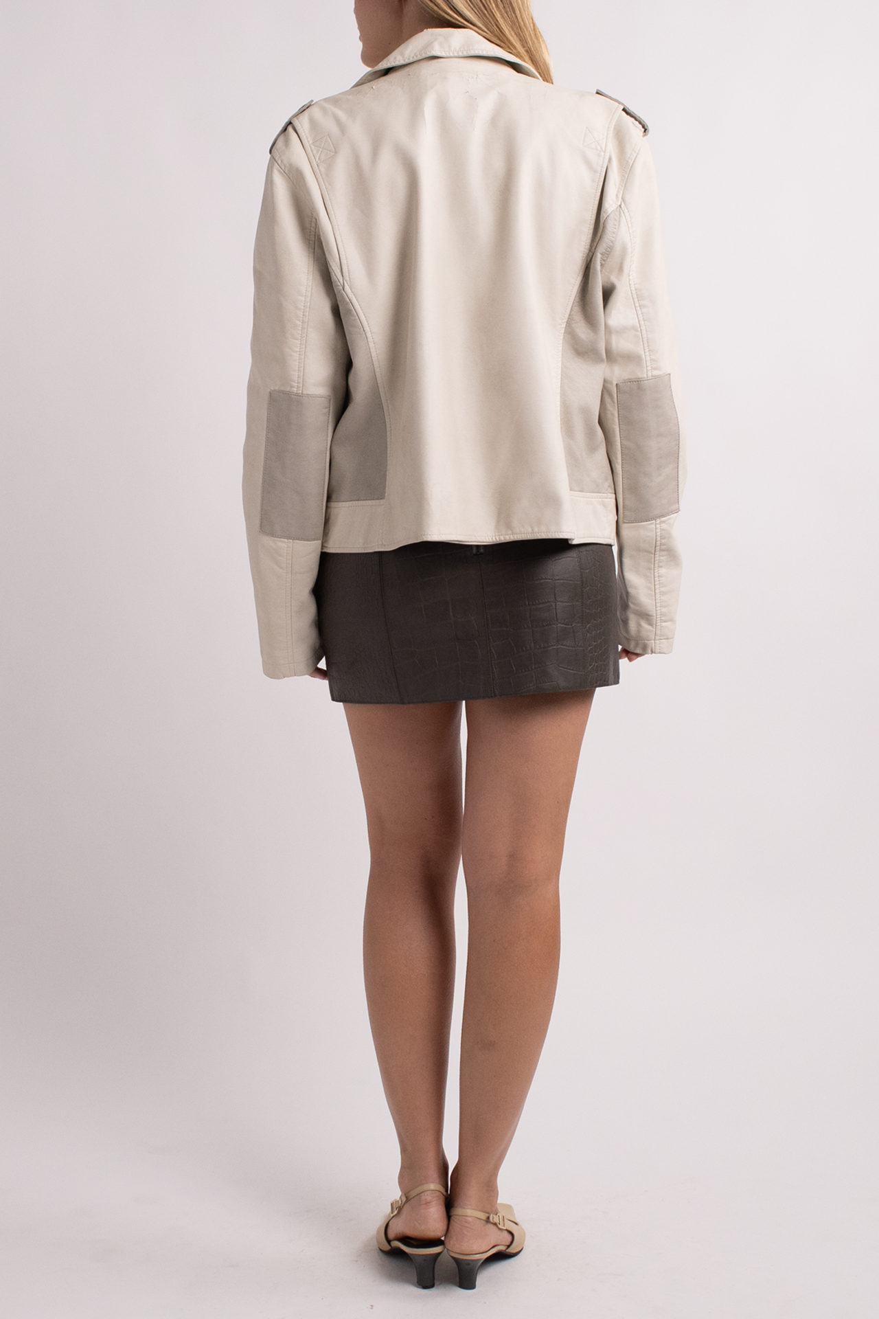 APT Beige Faux Leather Jacket