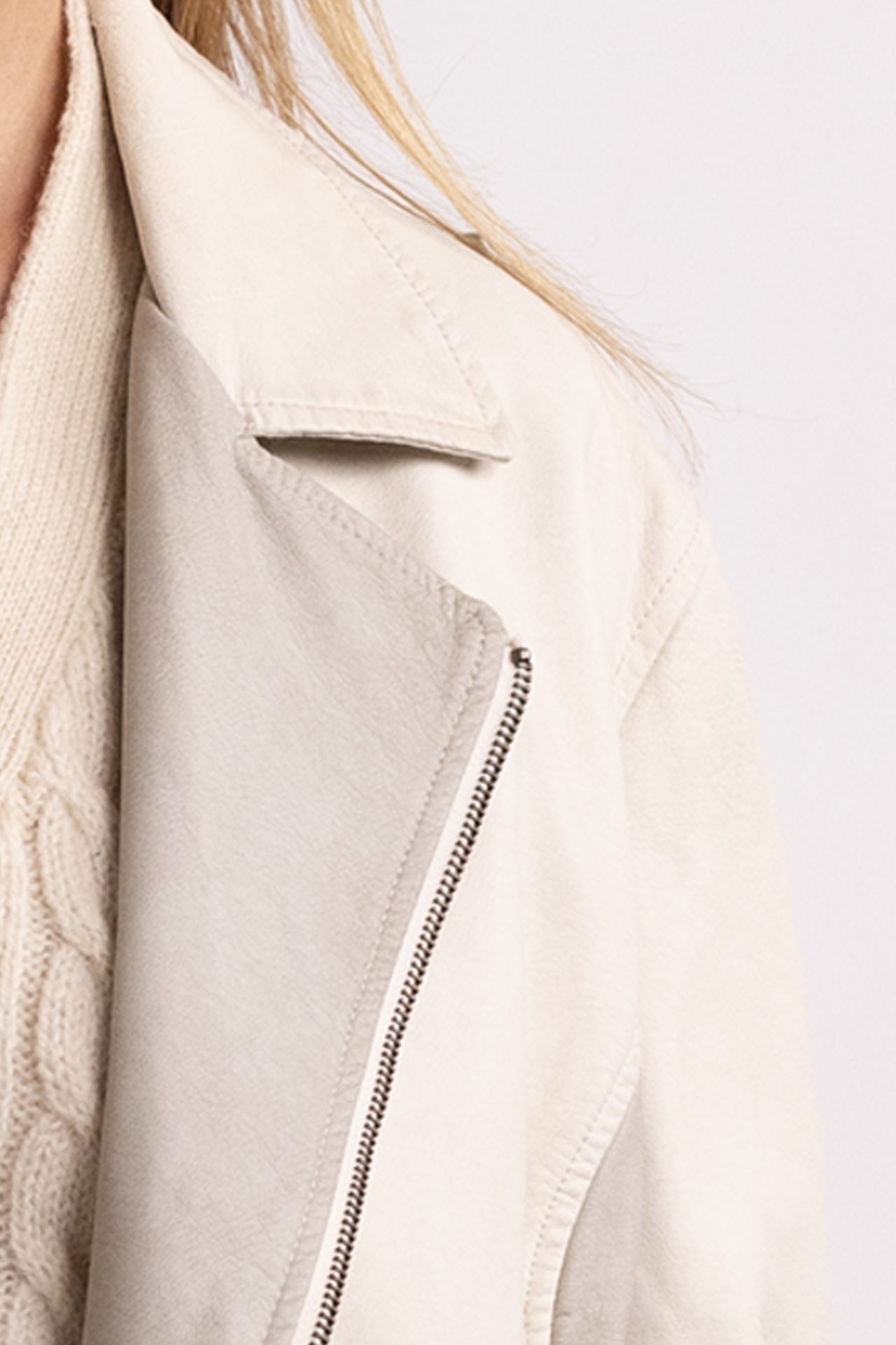 APT Beige Faux Leather Jacket