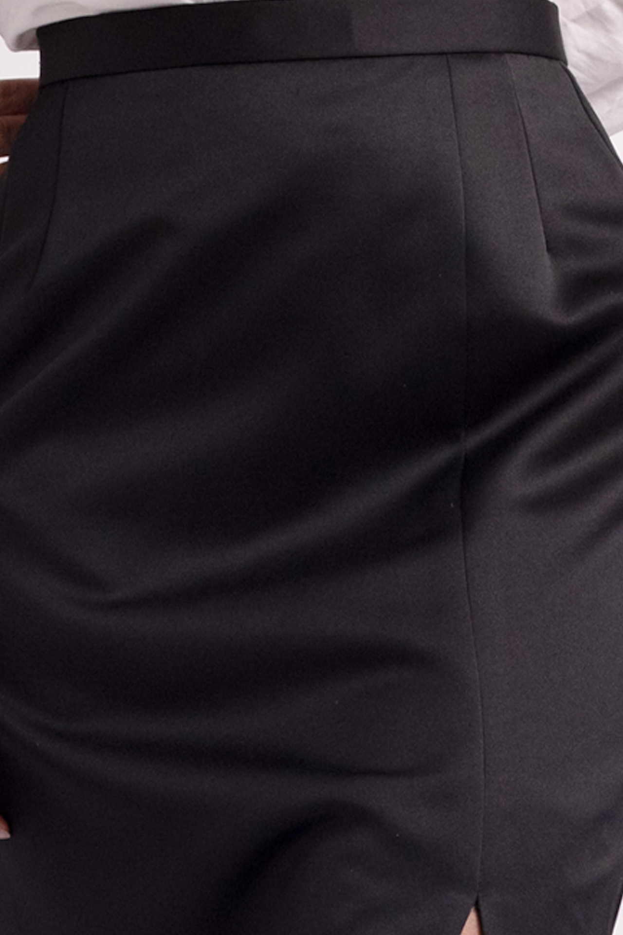 Vintage Black Satin Midi Skirt