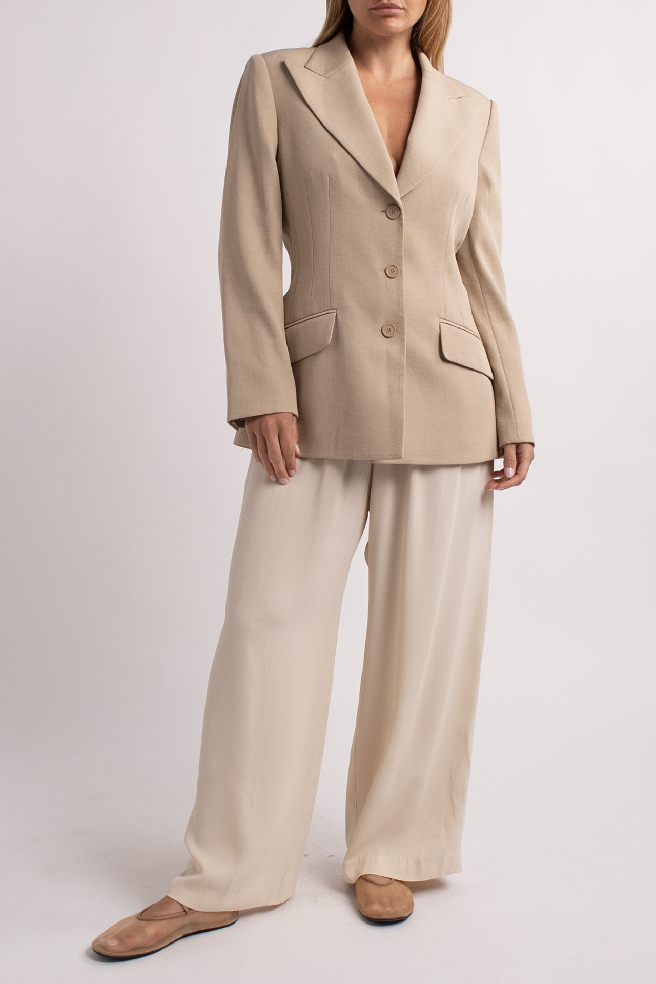 Vintage Ann Taylor Beige Blazer with Stitching