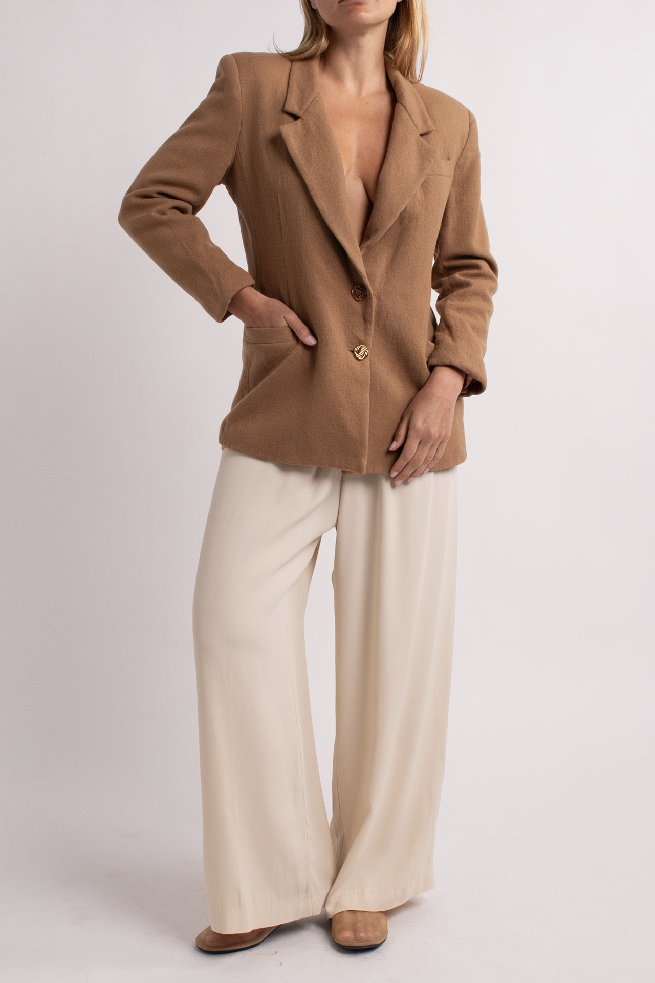 Vintage Oleg Cassini Tan Wool Blazer