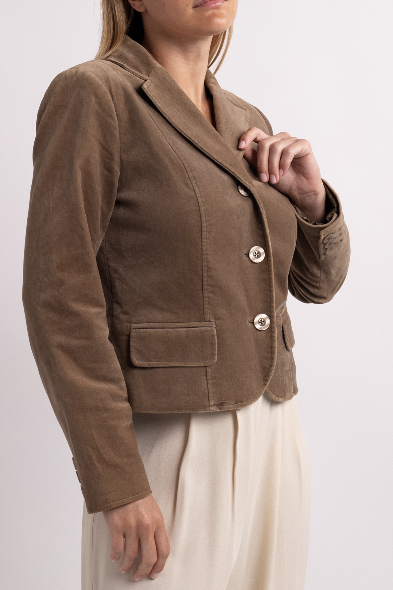 Gene Meyer Vintage Taupe Velvet Blazer