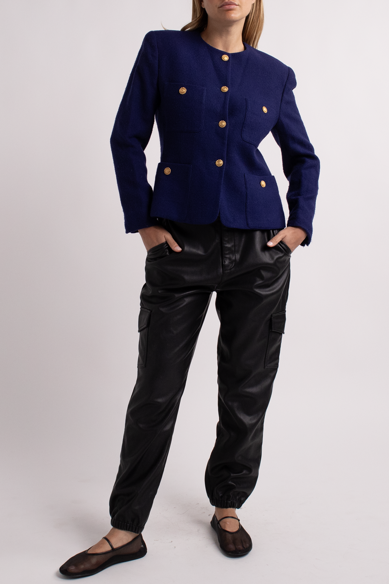 Vintage Jones NY Purple Blazer with Gold Buttons