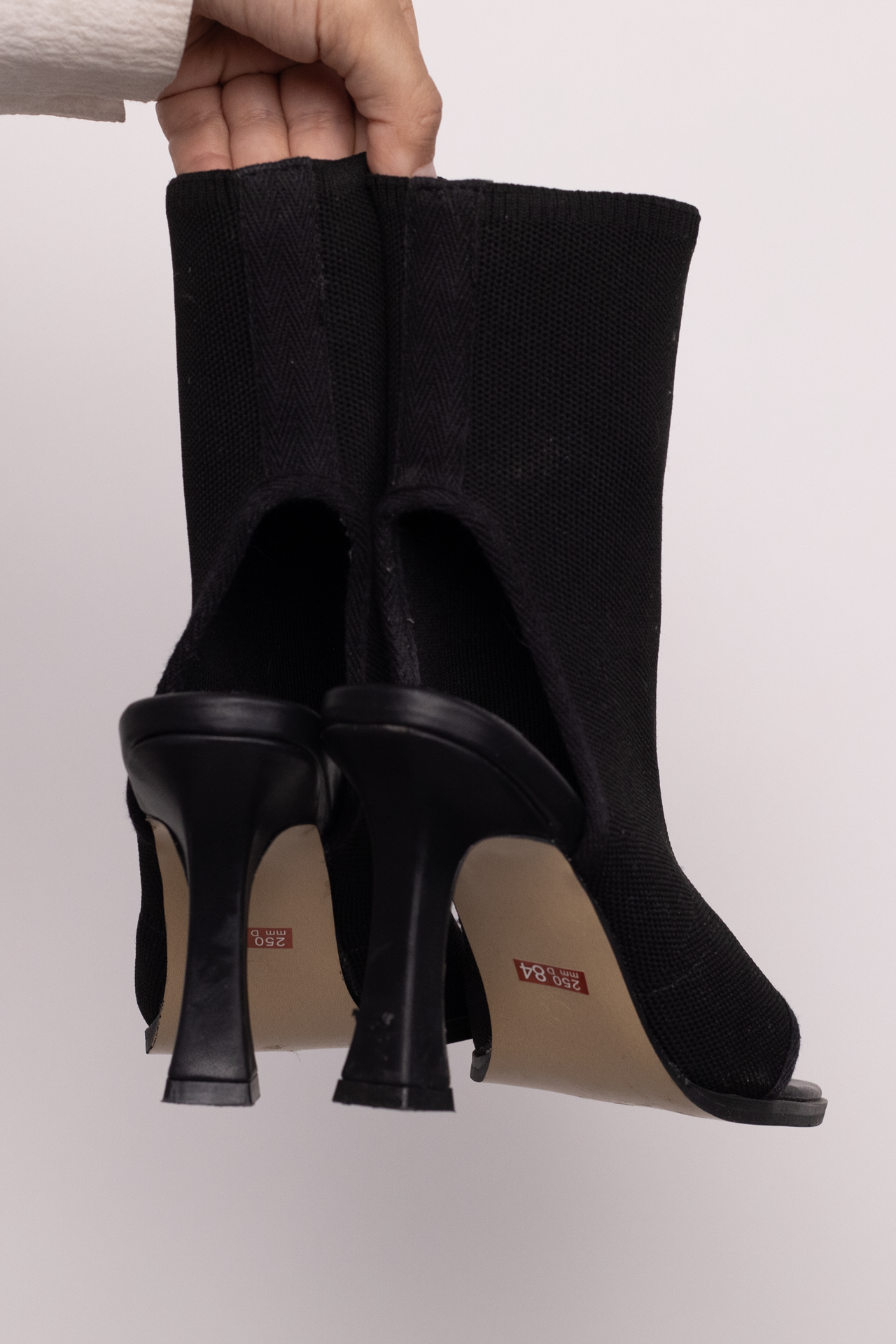 Black Open Toe Sock Heel