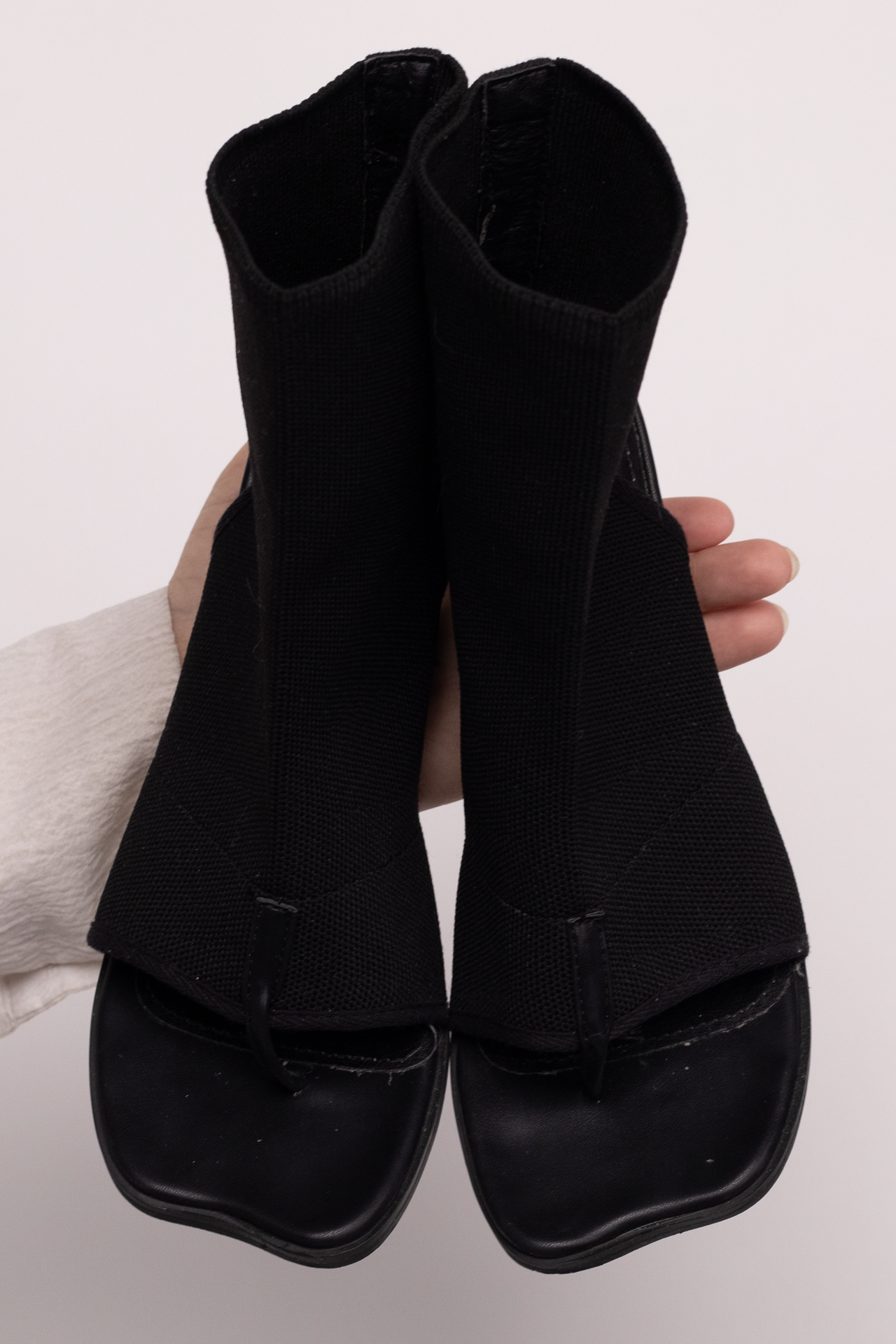 Black Open Toe Sock Heel