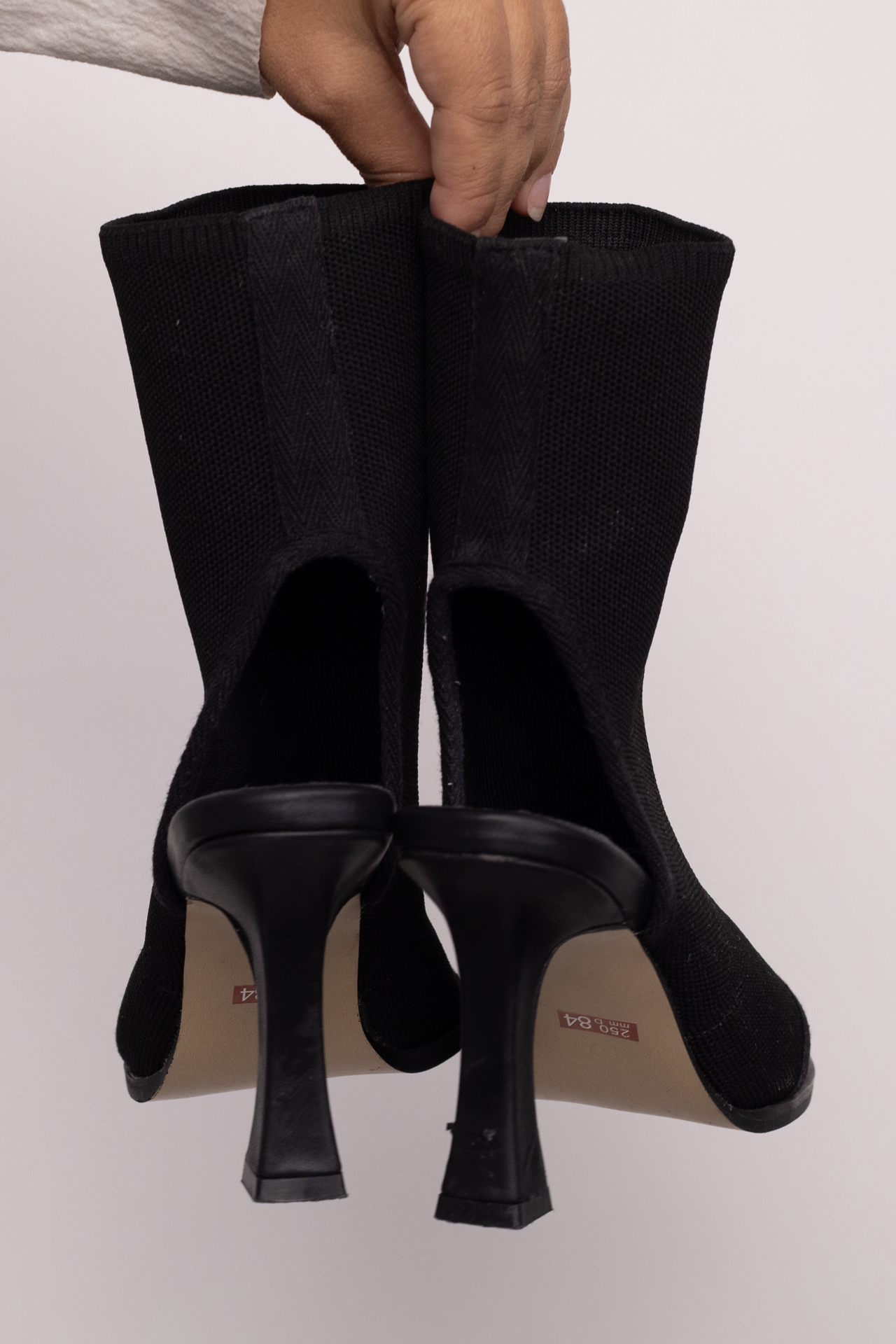 Black Open Toe Sock Heel