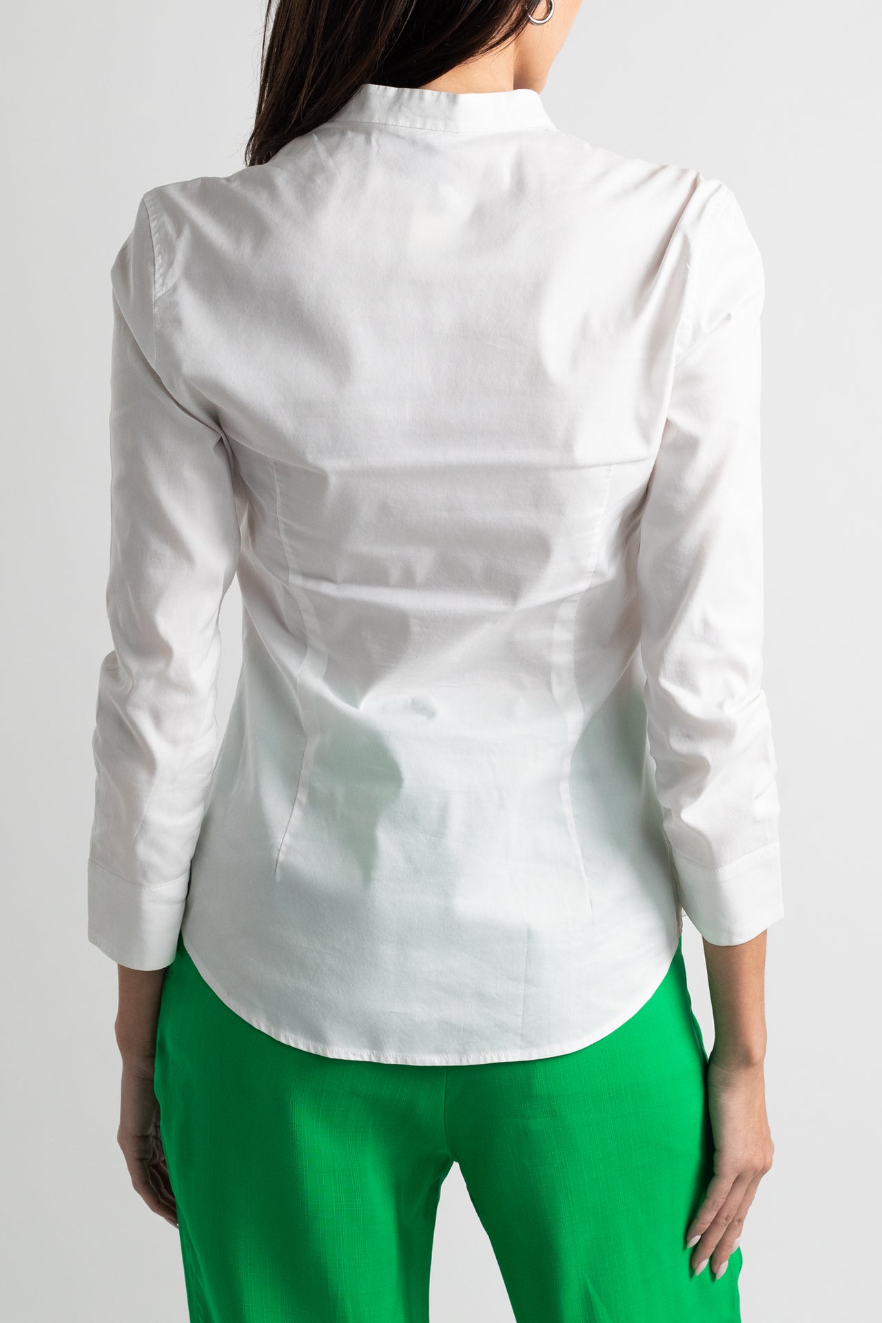 White Rouched Button Down
