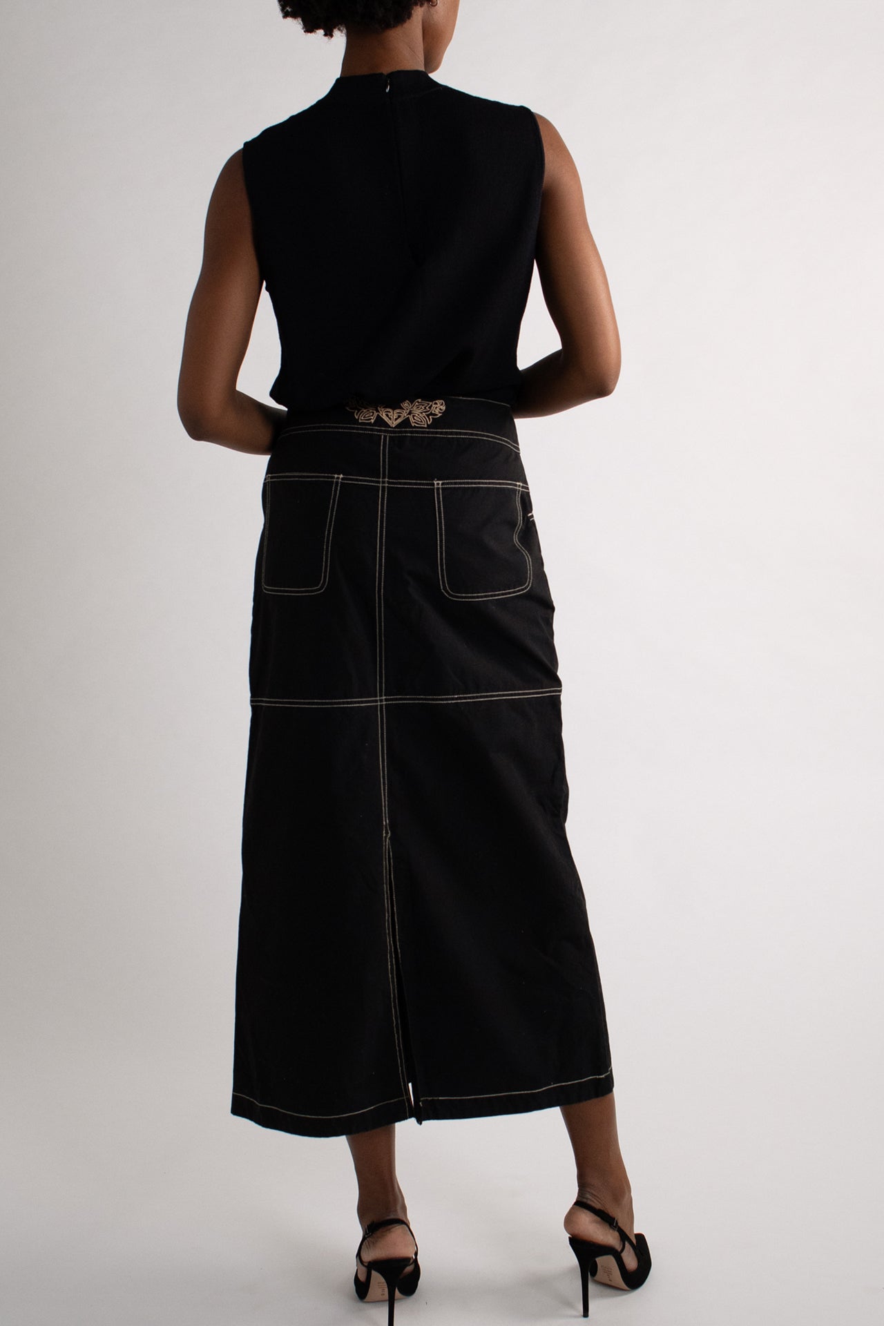 Black Skirt with White Piping