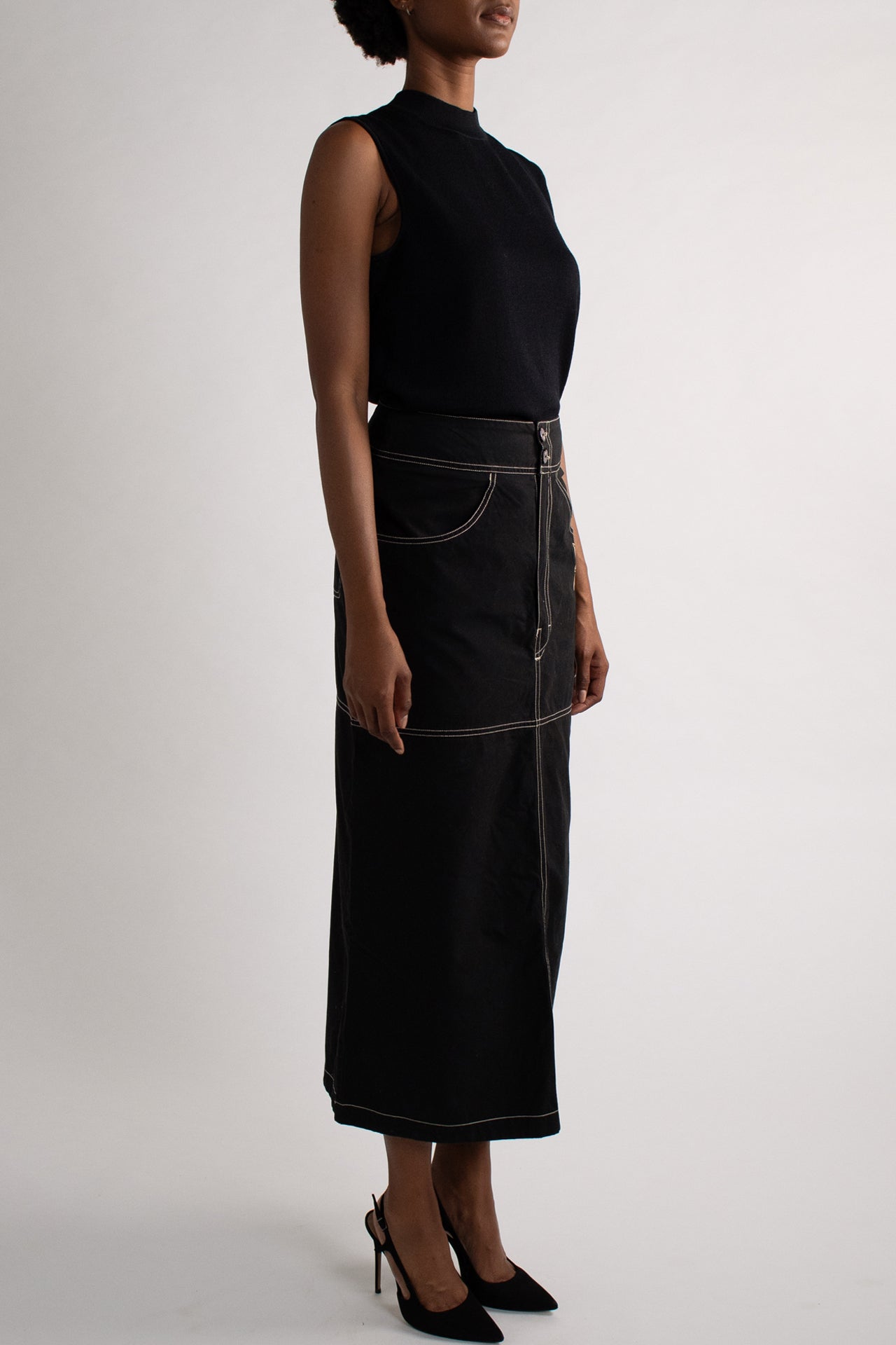 Black Skirt with White Piping