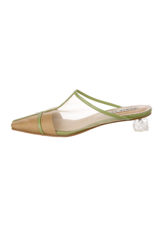 Danse Lente Green & Sheer Slide Mules