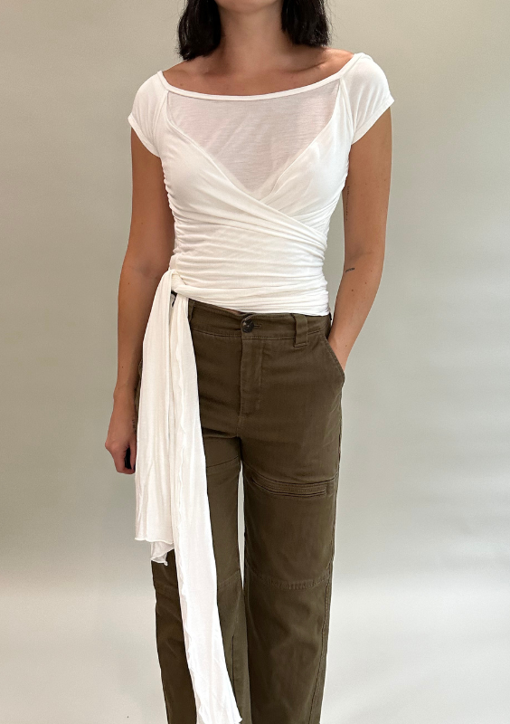 Alexis White Wrap Top