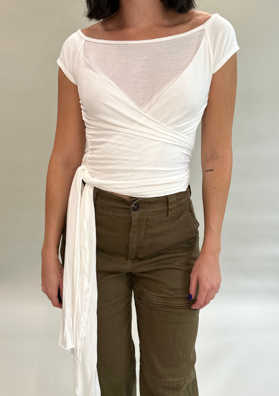 Alexis White Wrap Top