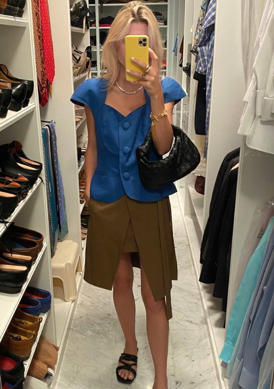 Vintage Royal Blue Button Top with Shoulder Pads
