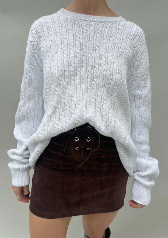 Vintage White Cable Knit Sweater
