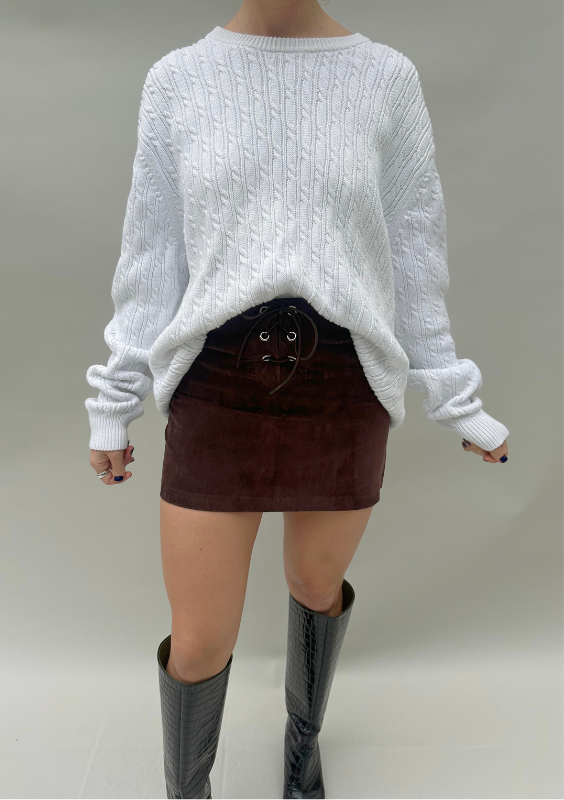 Vintage White Cable Knit Sweater