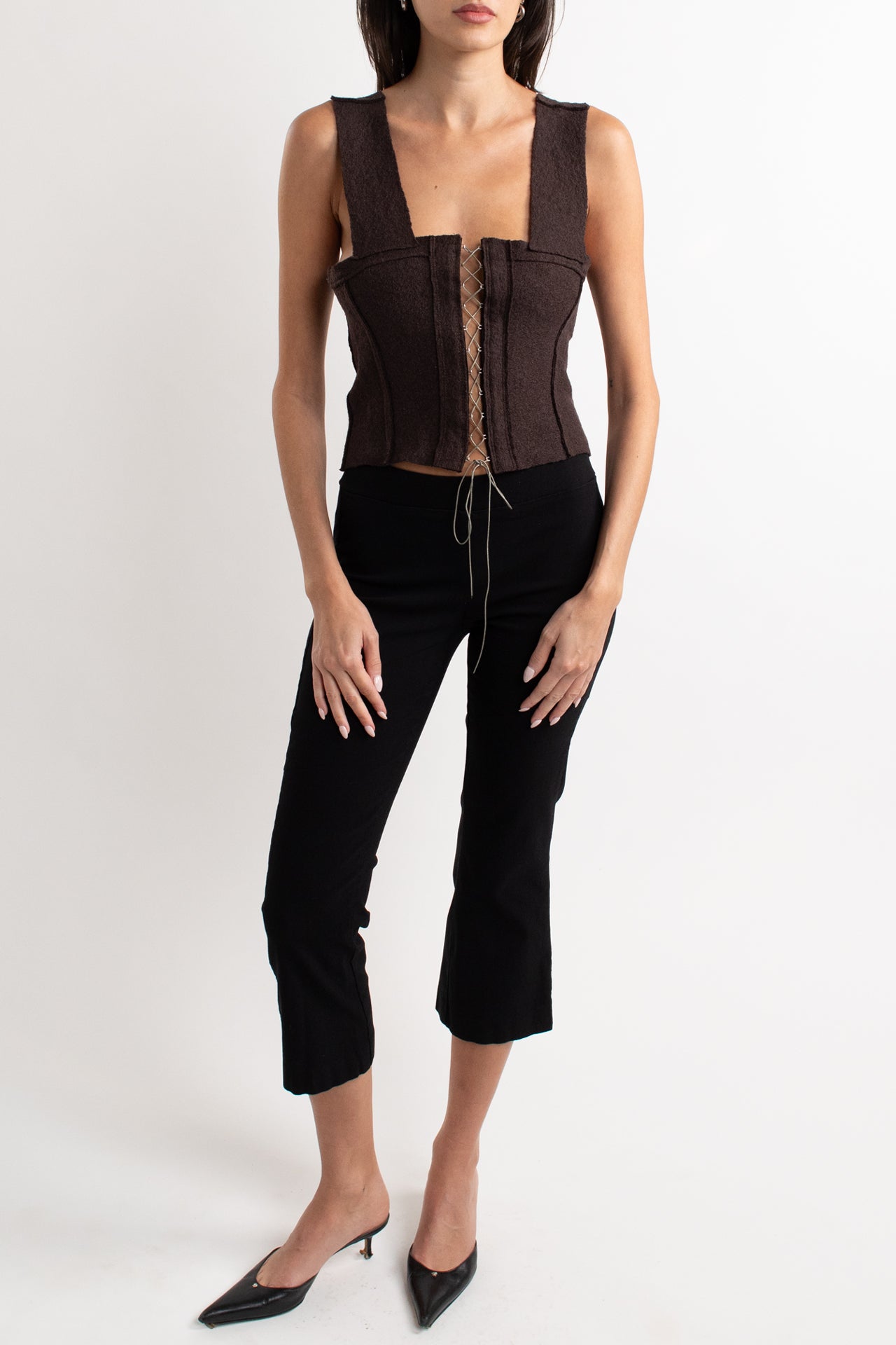 Brown Wool Handmade Corset Top