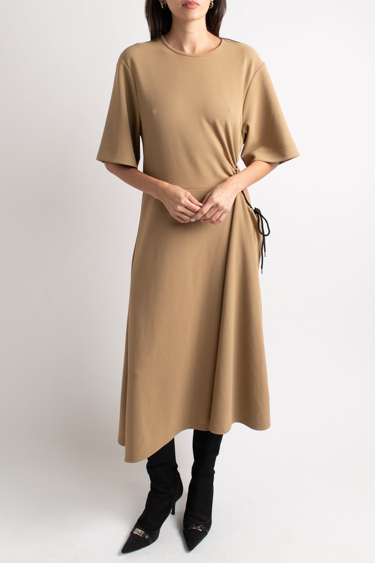 see by chloe midi dress See By Chlo Sleeveless Ruffle Dress Women's Silky Beige Size 8 100% Polyester