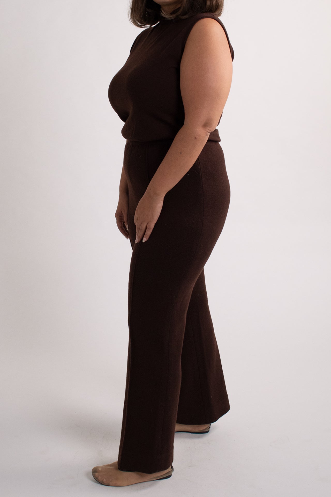 Brown Italian Wool Pant & Mockneck Shirt Set