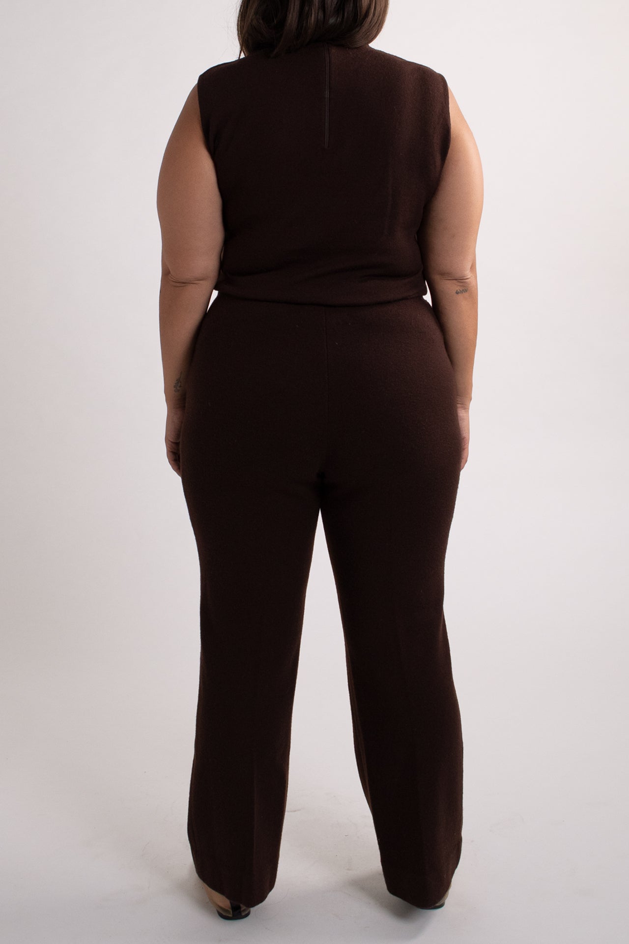 Brown Italian Wool Pant & Mockneck Shirt Set