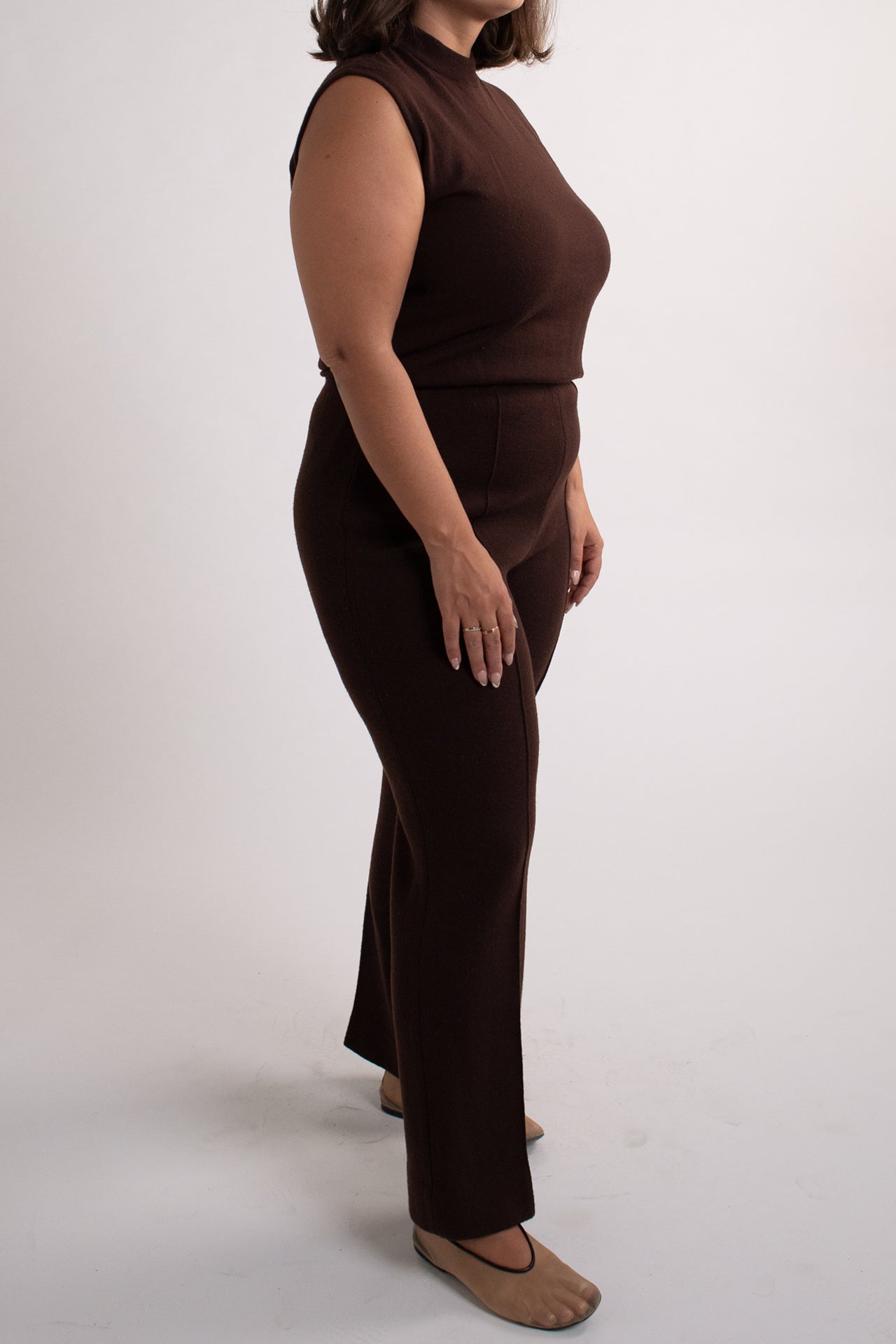 Brown Italian Wool Pant & Mockneck Shirt Set