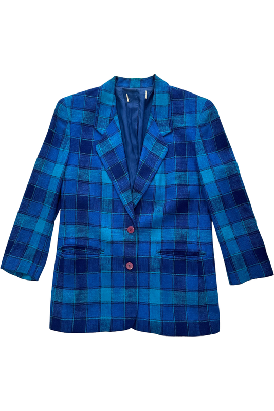 Vintage Blue Checkered Blazer
