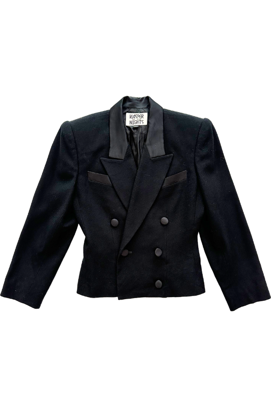 Vintage Structured Cropped Tuxedo Blazer