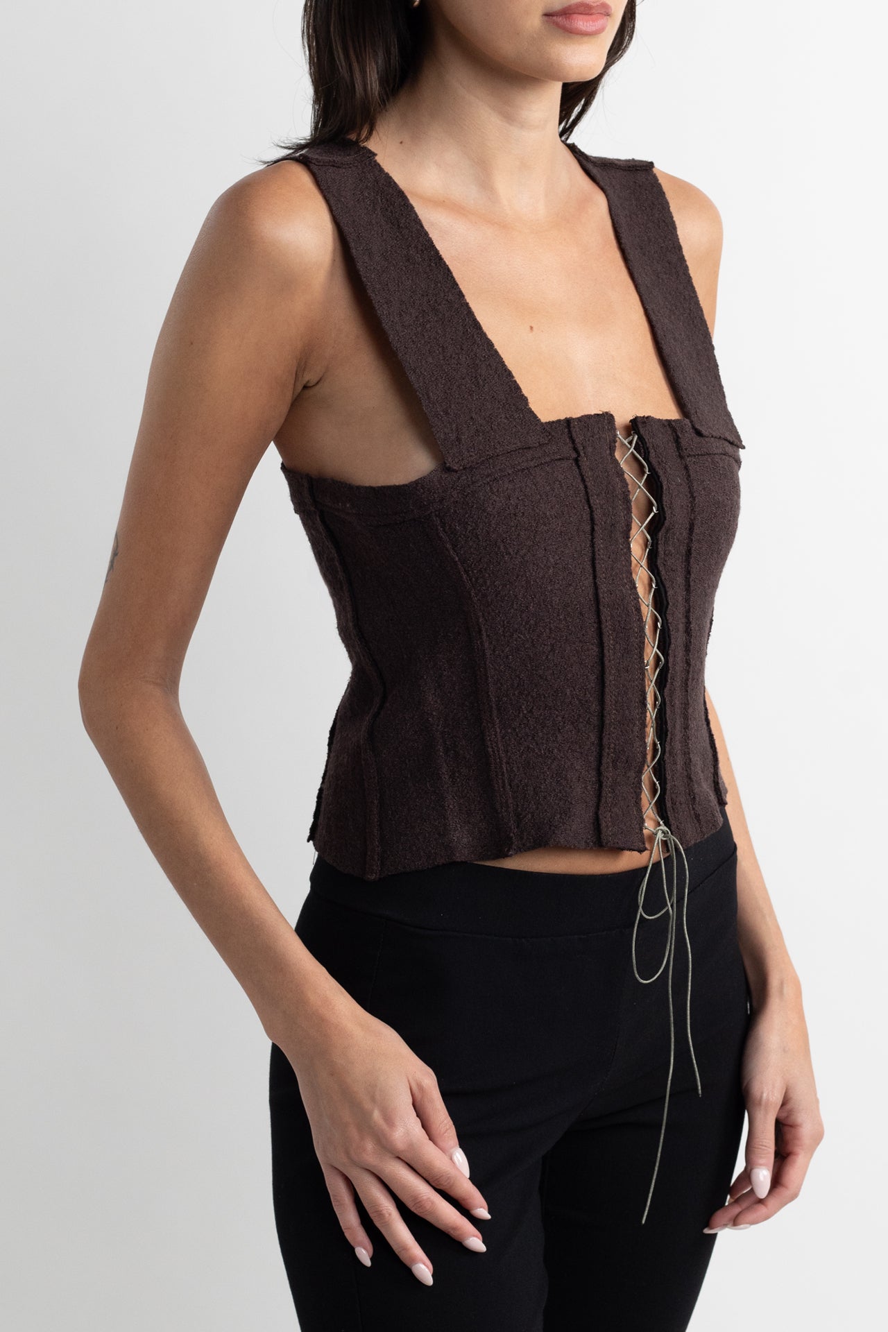 Brown Wool Handmade Corset Top