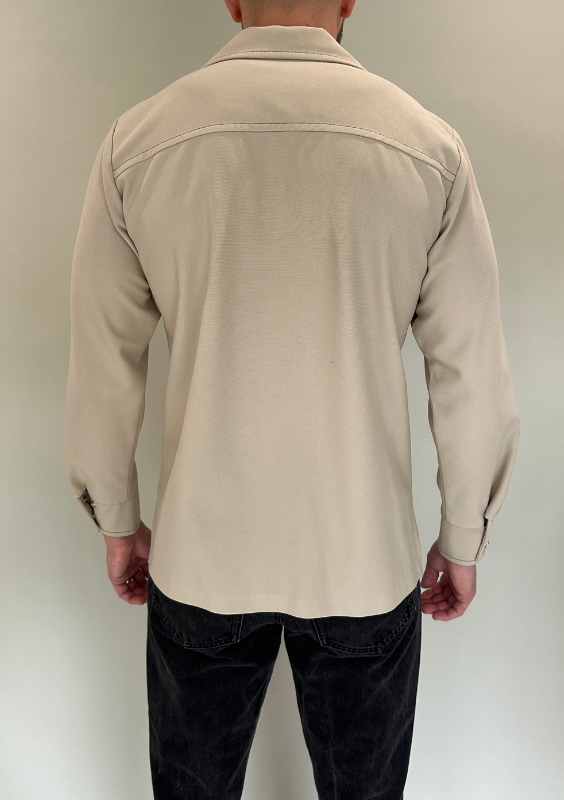 Vintage Time Out West Beige Long Sleeve Button Down