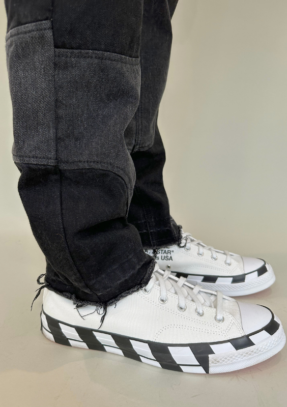 Kody Phillips Black Swirl Raw Hem Jeans