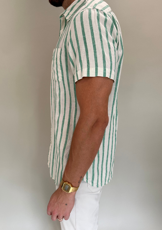 Striped Short Sleeve Button Down Shirt