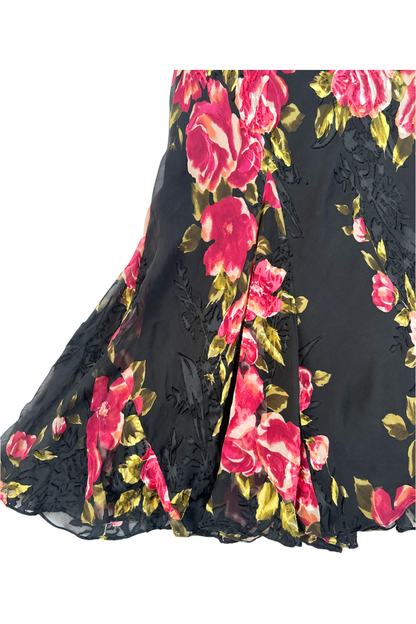 Vintage Floral Printed Flare Midi Dress