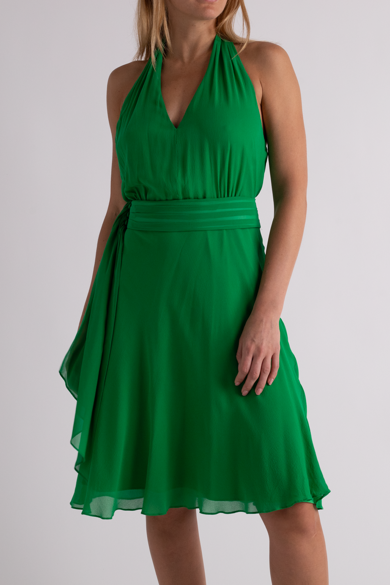 Nine West 90's Green Halter Silk Dress with Belt – The Archive Project
