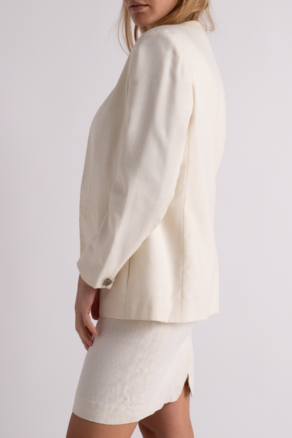 Vintage White Linen Blazer