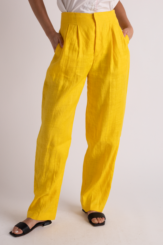 Vintage Yellow Linen Trousers