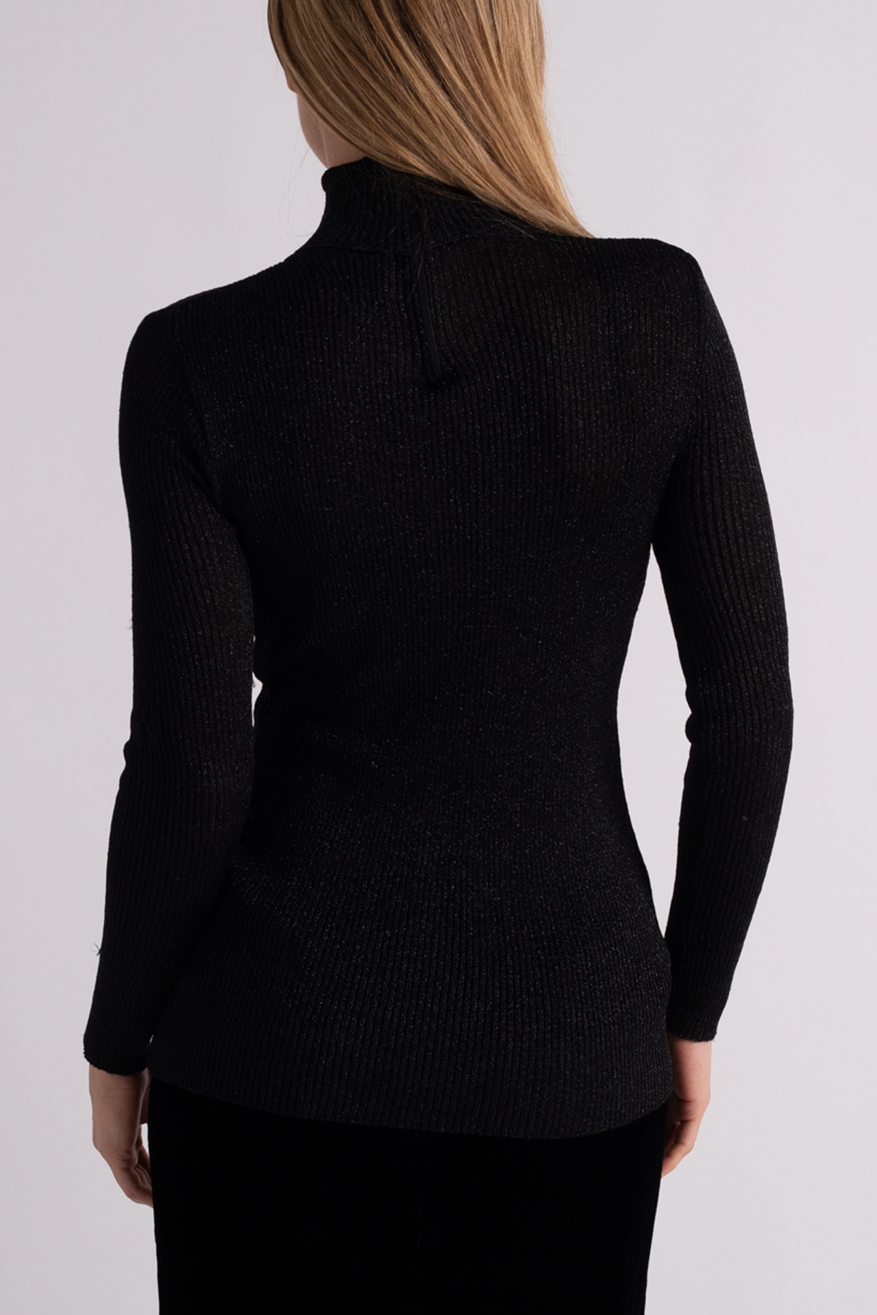 Sparkly Black Long Sleeve Turtle Neck Top