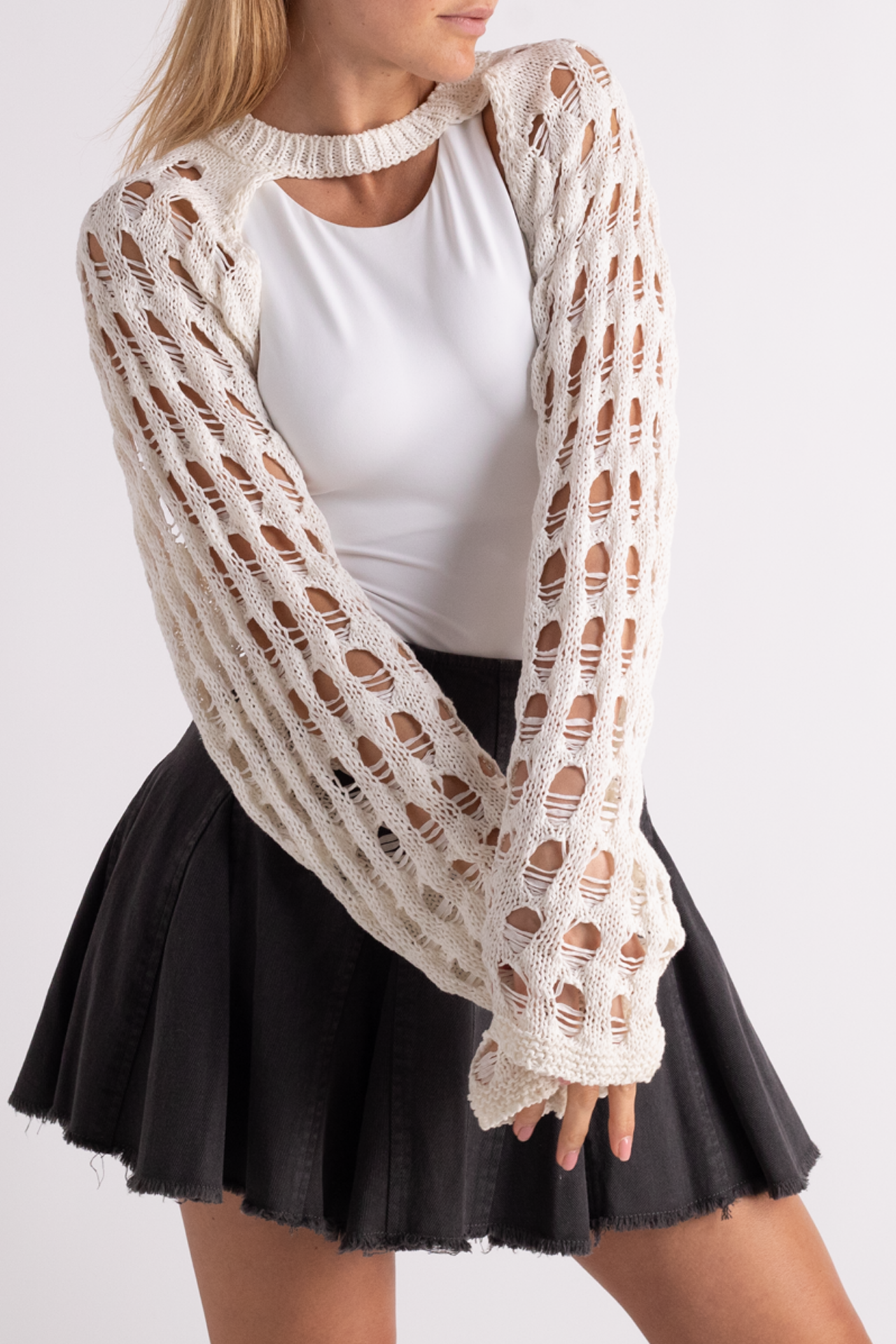 White Knitted Sleeves